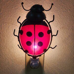 Colorful Glass & Metal Ladybug Night Light